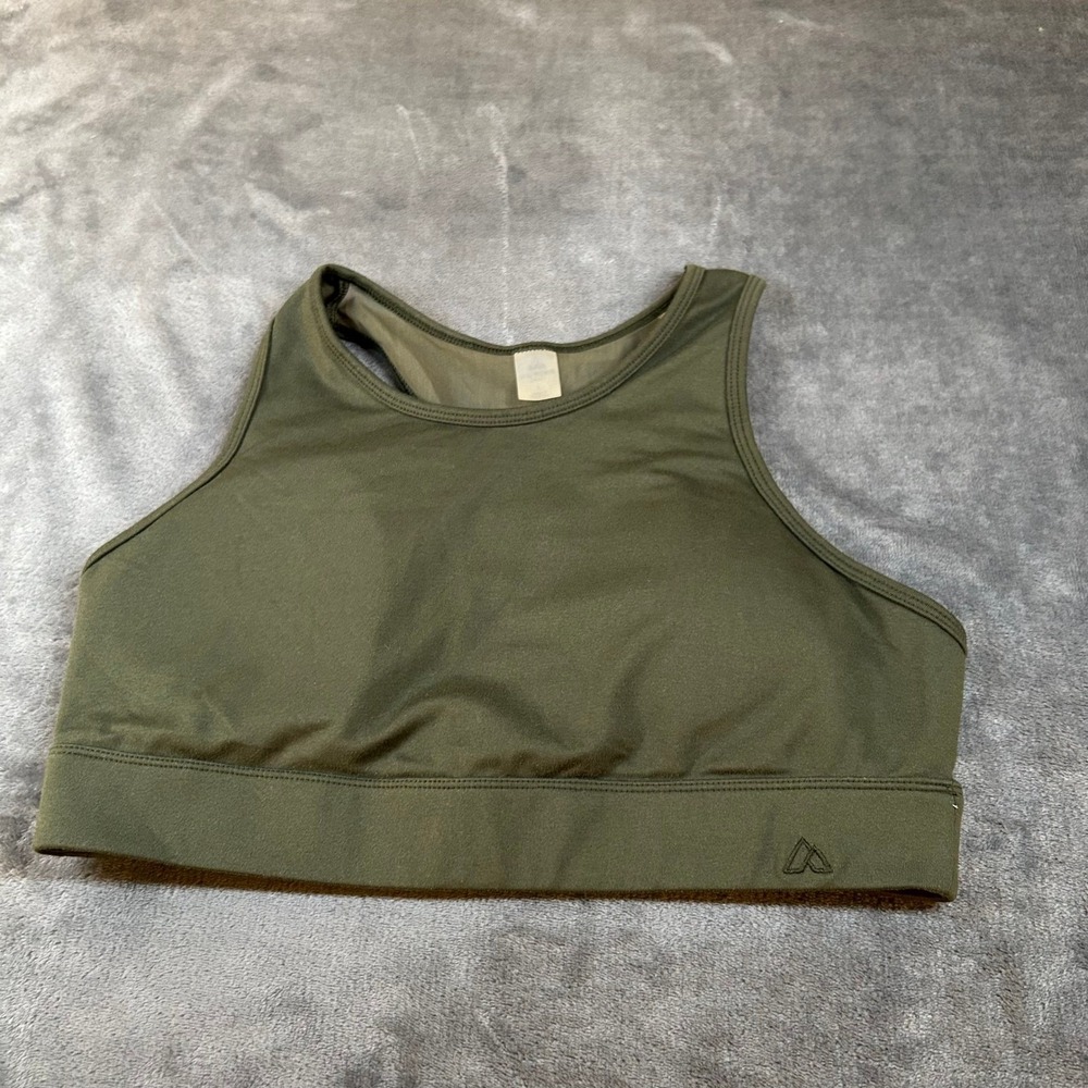 Alpine Design High Neck Sports Bra Womens Large Green Mesh Back Athletic
